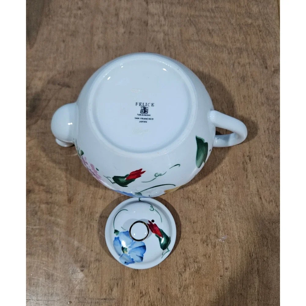 Vintage Takahashi San Francisco Felice Teapot Floral Gold Trim Porcelain Japan